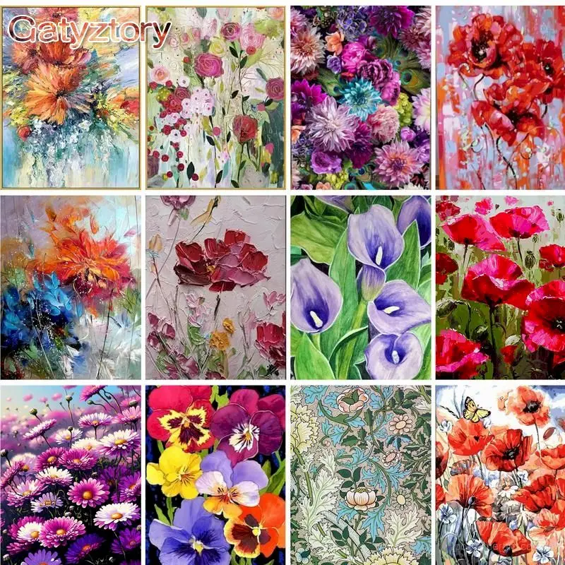 

GATYZTORY 60x75cm Frame Painting By Numbers DIY Gift For Adults Flower Paint By Number Unique Handmade Home Decors Artwork