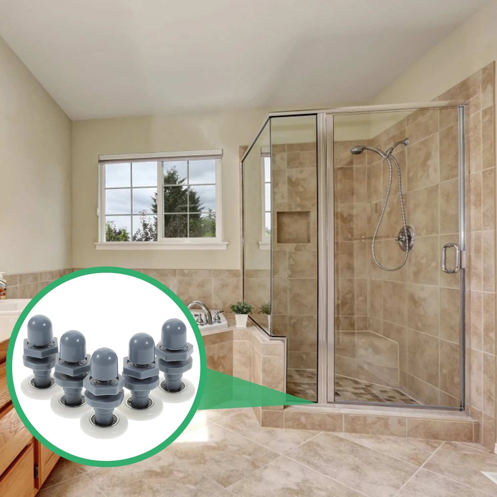 

8 Pcs High Grade Rubber Rollers Wear Resistant Smooth Sliding ABS Frame Strong Load Bearing Bathroom Glass Door Pulleys Shower