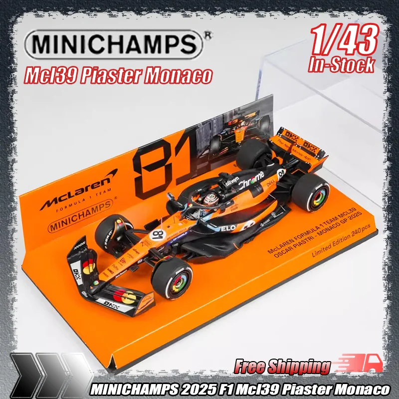 

Новая модель гоночного автомобиля Minichamps 2025 F1 Mcl39 Piaster Grand Prix Монако, масштаб 1:43, из смолы, симуляция, настраиваемая, детская игрушка, подарок