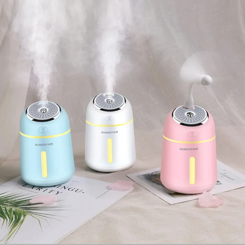 

Mini Essential Oil Diffuser with USB Fan Lamp,Ultrasonic Air Humidifier Office and Car,3 in 1 Diffuser, 330ml
