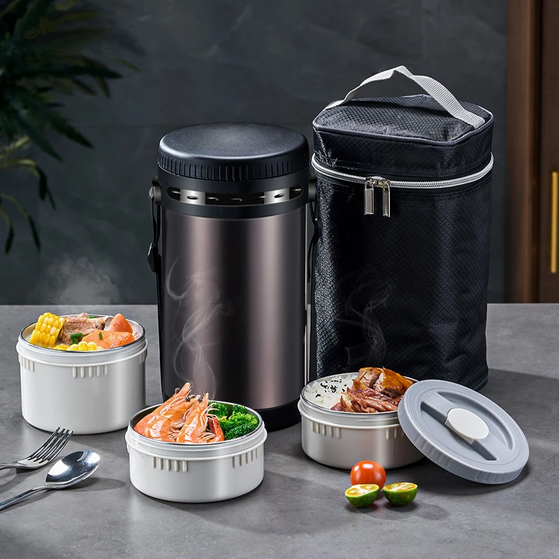 

Портативный термобокс для обеда из нержавеющей стали, сохранение тепла, коробка для бенто, контейнер для еды с пакетами для обеда