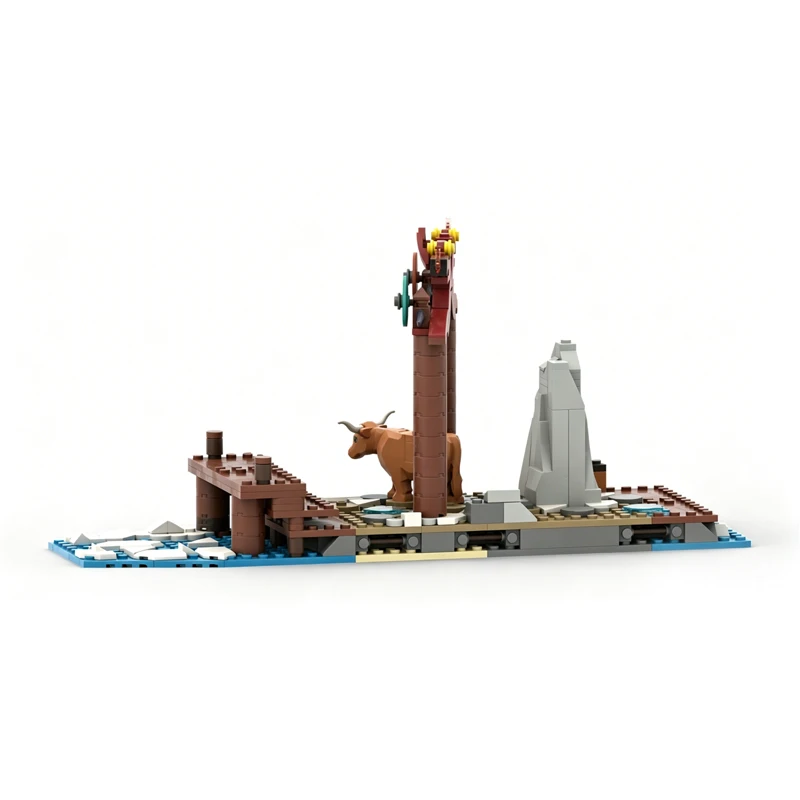Medieval Model MOC Building Bricks Viking Village Harbour Extension Modular Technology Assemble Children Toys Suit Gifts Holiday