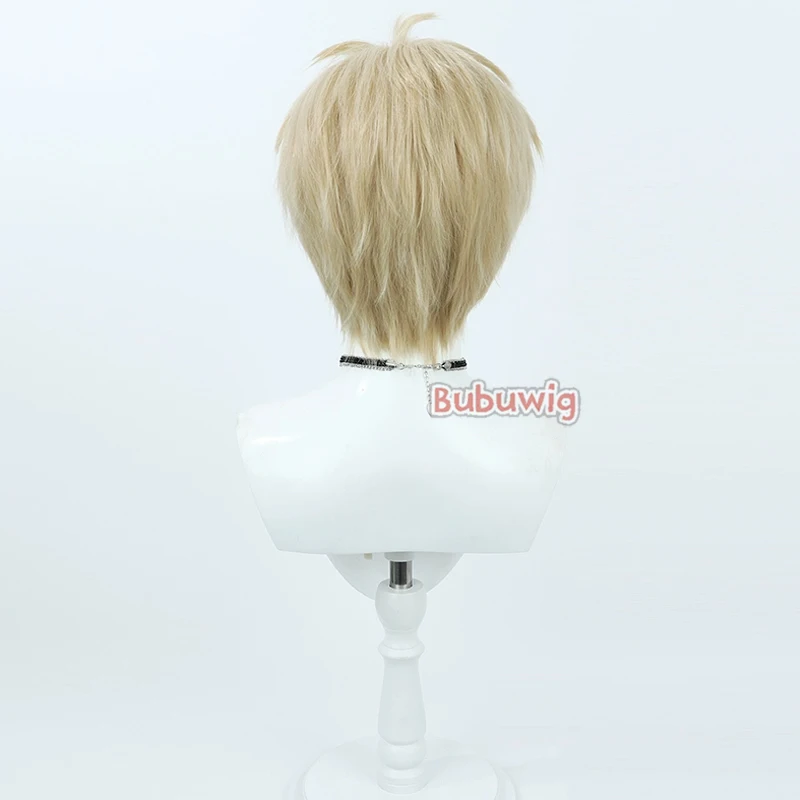 Bubuultraviolet Cosplay Perruques pour hommes, cheveux synthétiques, Court Blonde, Degré de chaleur, Délicieux dans le donjon, 30cm