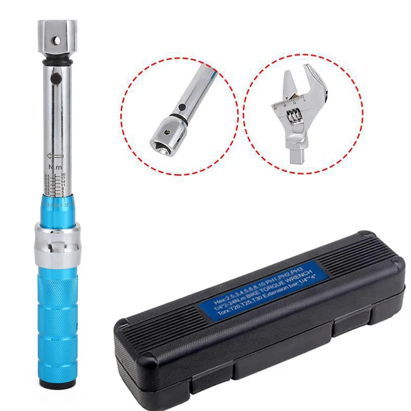 5-25N.M Torque Wrench and 0-30mm Interchangeable Head Square Drive Accuracy 4% Car Repair Maintanence Spanner Hand Tools