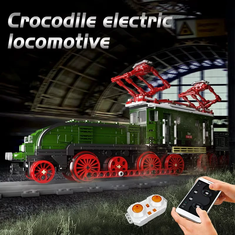 แม่พิมพ์12023โลกทางรถไฟไฟฟ้า kereta lokomotif บล็อกตัวต่อของเล่นอิฐรางรถไฟ RC สำหรับเด็ก