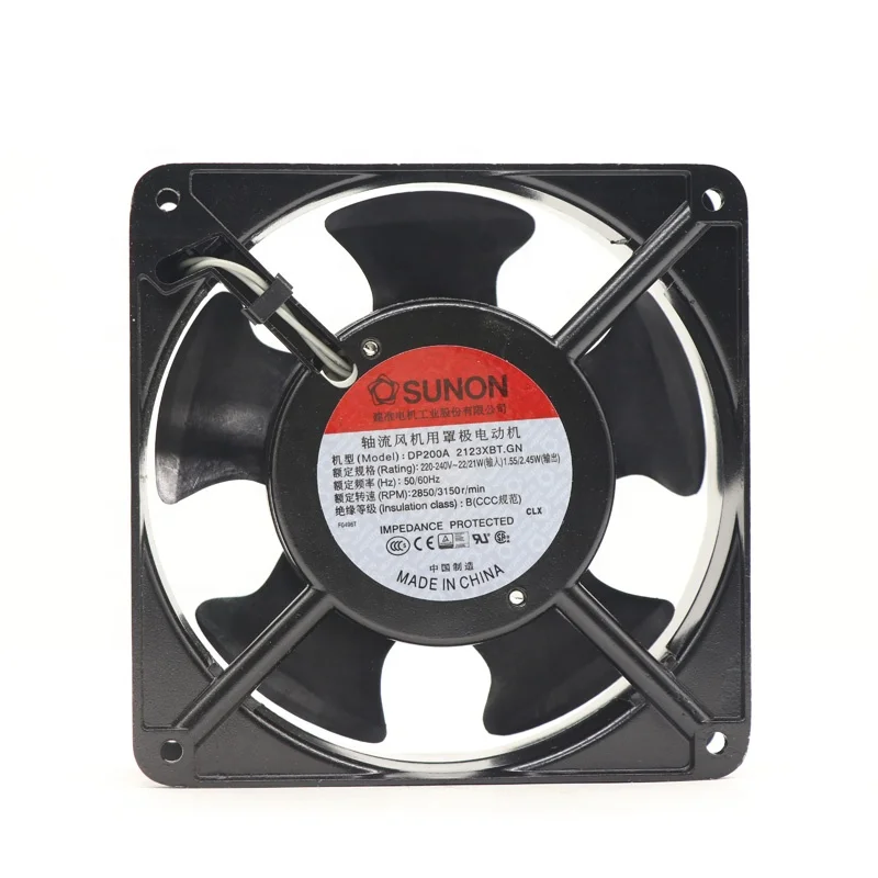 

SUNON DP200A 2123XBT.GN 12038 220V AC 120X120X38mm 22W 12cm Ball Bearing 2850RPM 117CFM Cabinet Axial Cooling Fan