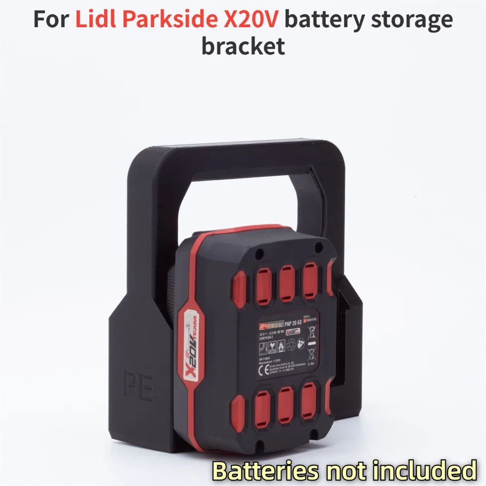 Battery holder Basket Storage Bracket For Lidl Parkside X20V Battery Series with 4x Battery Storage Compartments（NO Batteries）