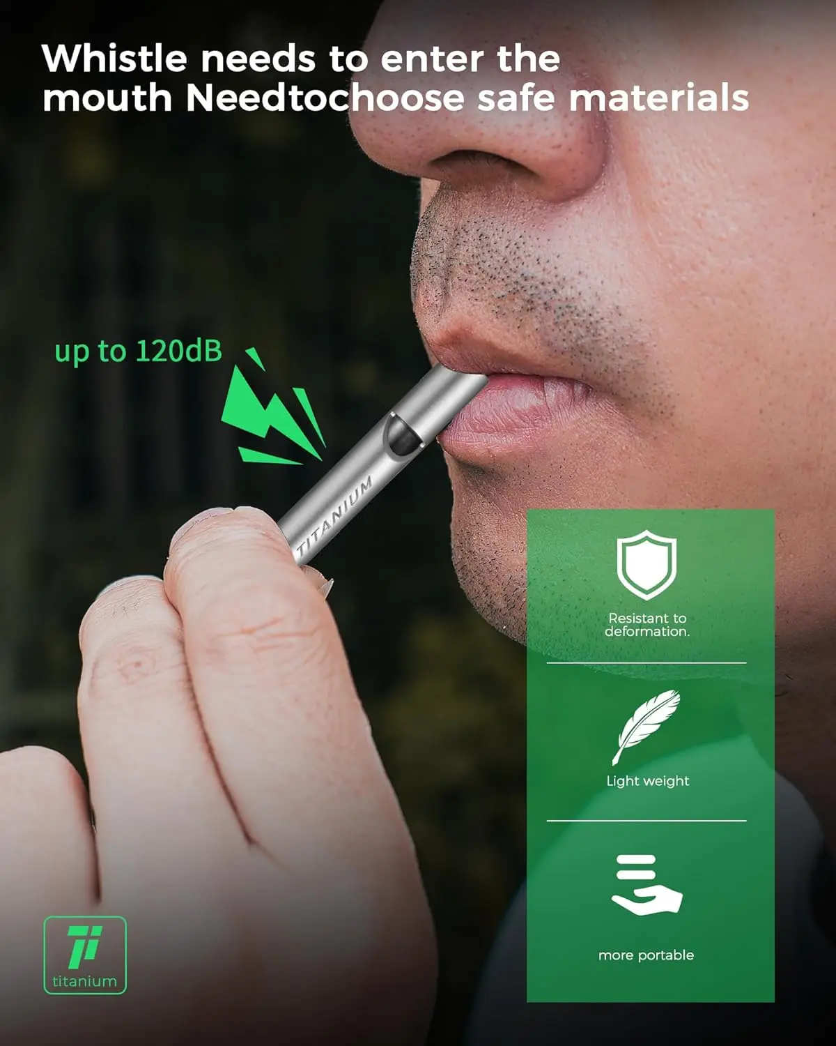 TIMULTI チタン緊急ホイッスル、コーチ、犬の訓練、ハイキング用のサバイバル安全ホイッスル