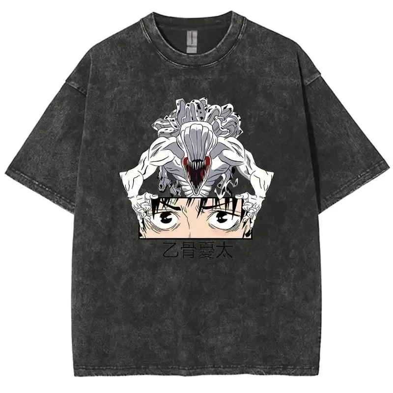 

2025 New Tshirt Men Clothing New in Top Print Tees Men Women T-Shirt Camisetas Anime Jujutsu Kaisen Gojo Satoru Washed Tee Shirt