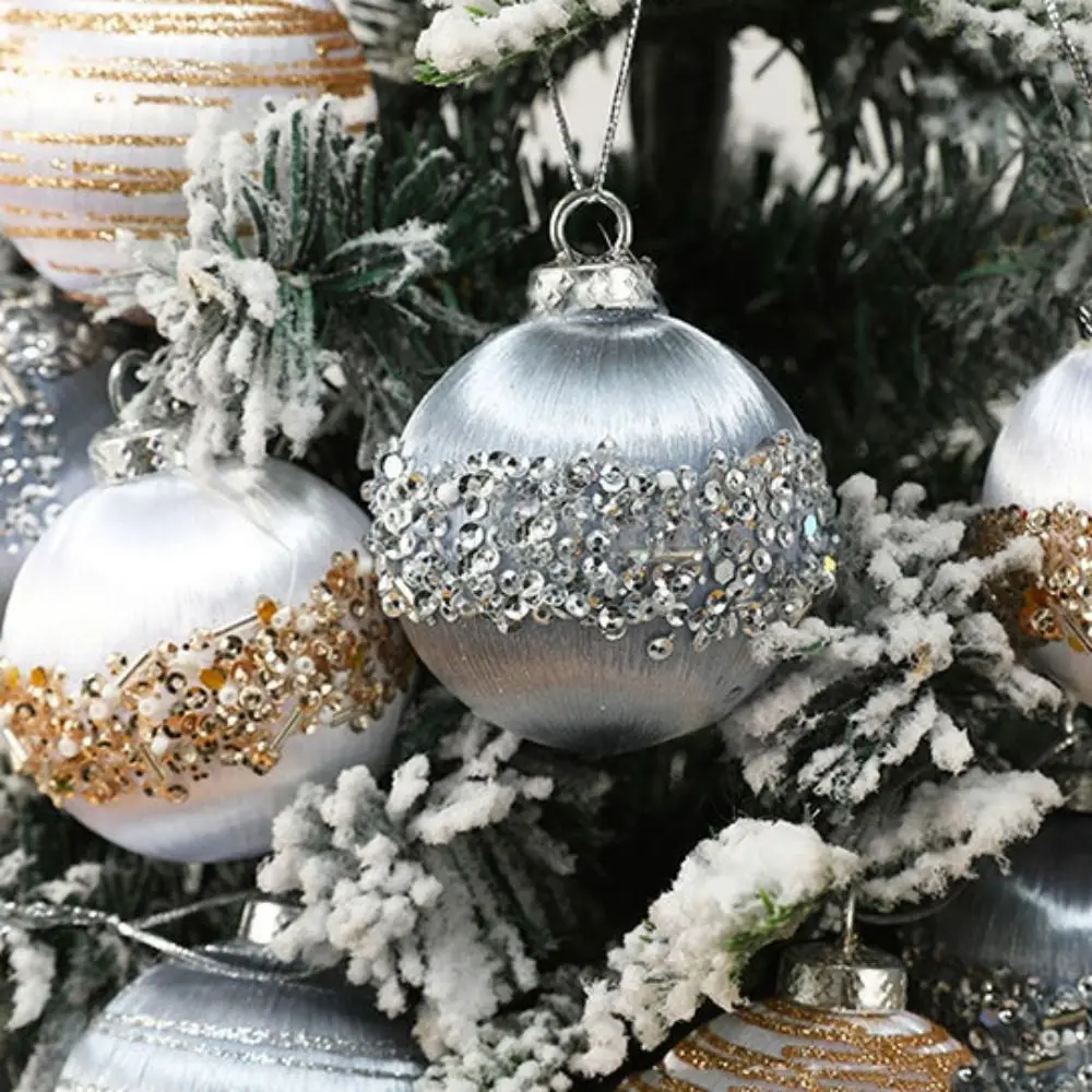6pcs Crafts 6/8cm Christmas Ball Delicate Creative Christmas Tree Pendant Waterproof Painted Hanging Ornament Room