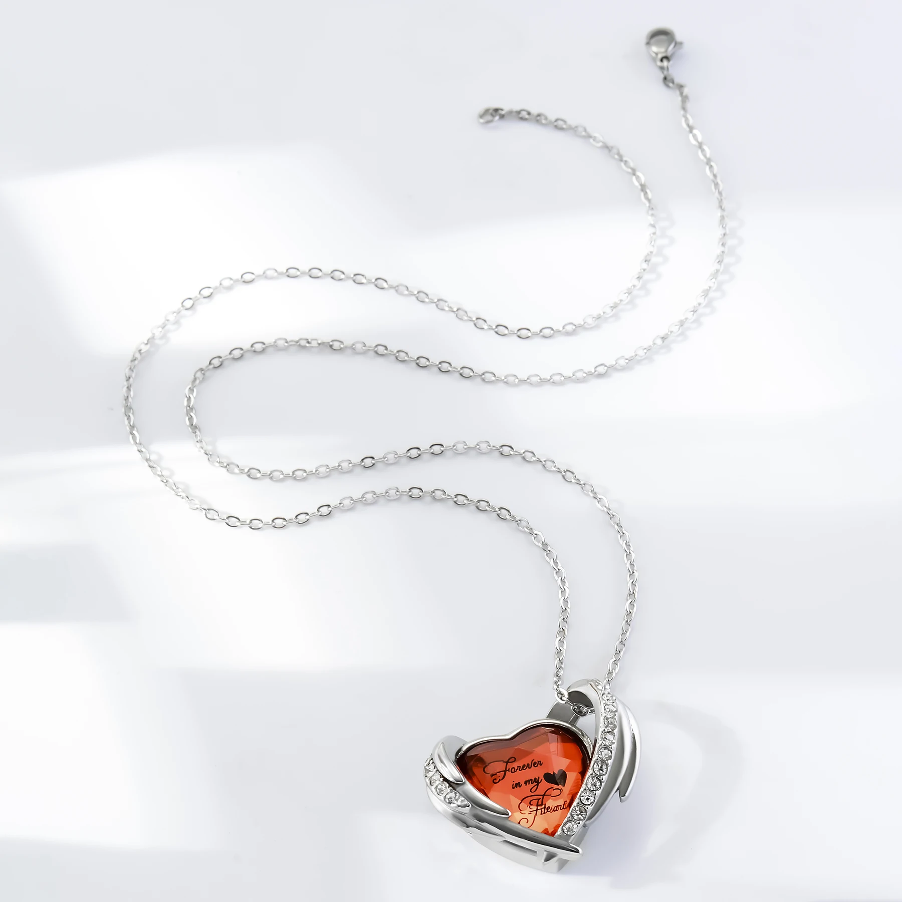 Stainless Steel Memorial Necklace Heart Crystal Cremation Urn Pendant Jewelry for Ashes Hair Keepsake Gift with Fill Set