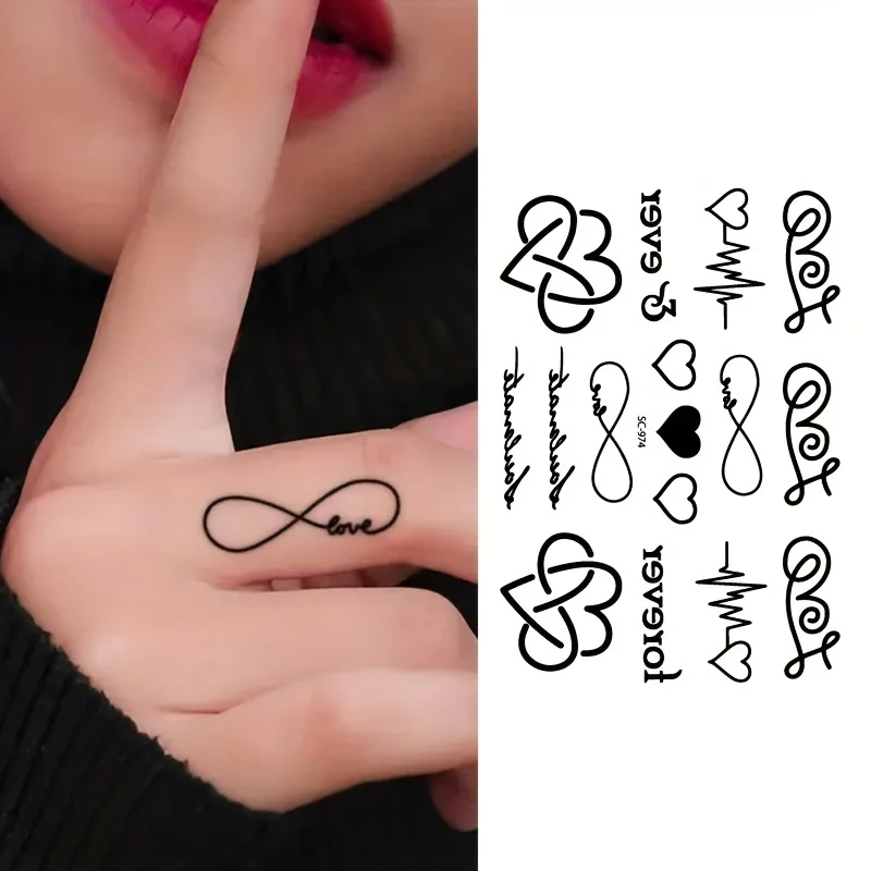 Rocooart SC974 Taty Sketch Black White Sweet Hearts Water Transfer Temporary Tattoo Stickers Fake Tattoo Tatuagem For Women Men