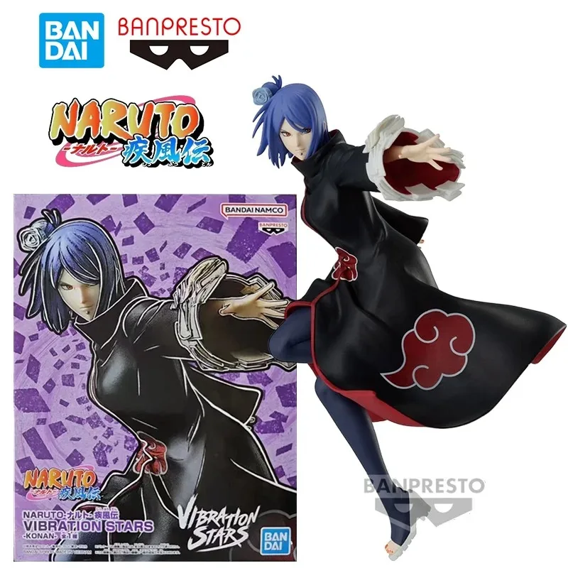 Bandai-Naruto Shippuden Stars Vibrating Anime Action Figure Model Toy, Namco Banpresto, Konan, Original Gift Collection, 15cm