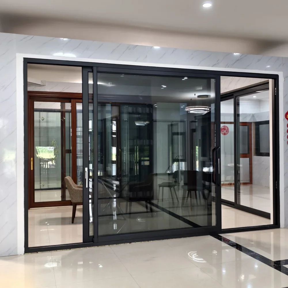 Puertas correderas DN Tamaño y color personalizados Puertas de aluminio de vidrio doble Puerta corredera de patio para balcón de bajo consumo a la venta