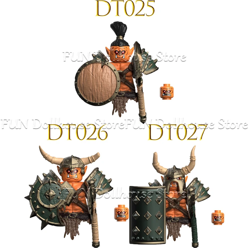 Mittelalterliche Militärische Ork Soldat Action-figuren Bausteine Skelett Krieger Arme Ninja Schwert Schild Montieren Modell Ziegel Spielzeug