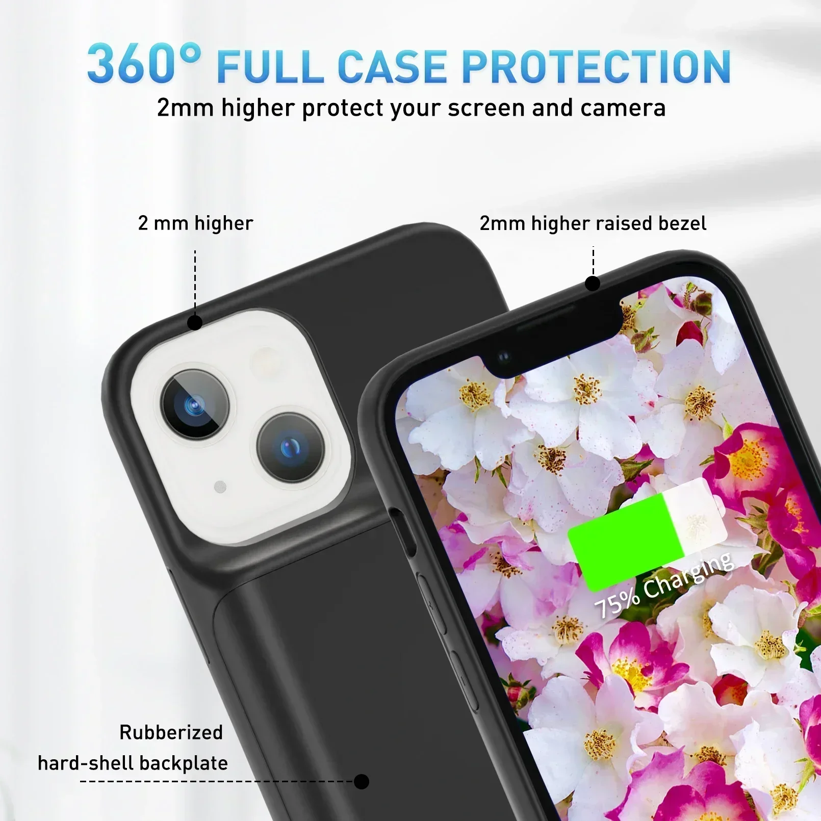 

Внешний аккумулятор 10000 мАч для iPhone 13 Pro Max, силиконовый чехол-зарядка, совместим с 13 Pro Max, 13 Mini