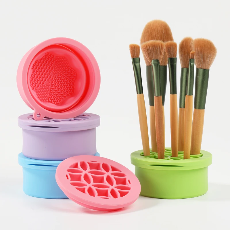 Multifunction Silicone Folding Makeup Brush Cleaning Cup Cleaning and drying 2-in-1 storage cup Beauty Cosmetic Brush Scrub Cup