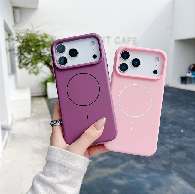 حافظة MagSafe بأزرار ملونة نافذة عدسة كبيرة مقاومة للصدمات متعددة الألوان لسلسلة iPhone13-17 2025 جديد