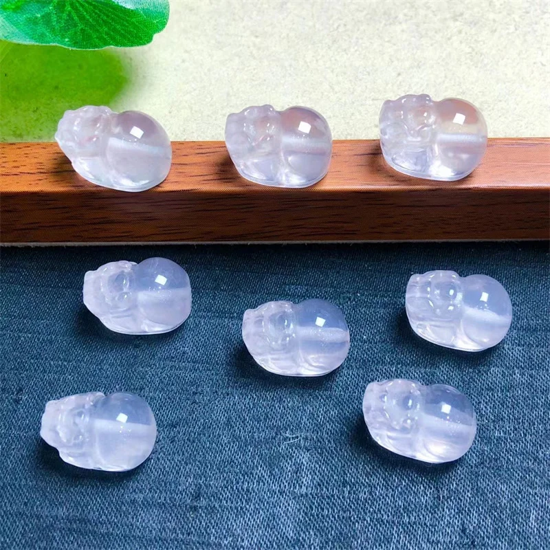 10pcs Natural Rose Quartz Pixiu Carving Crystals And Stones Healing Home Decoration Accessories Room Decor 15MM