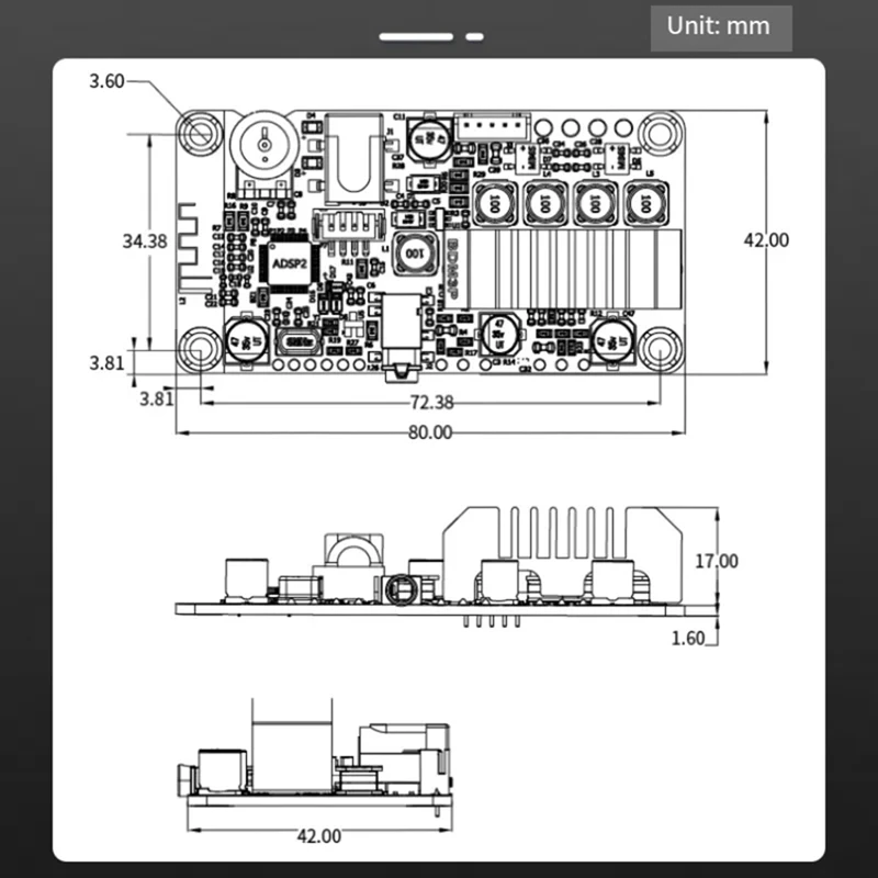 AMPLIFICADOR DE POTENCIA ESTÉREO TPA3116 DSP Bluetooth 5,0 2X50W entrada de 3,5 Mm compatible con sintonización DSP DC12V-24V fácil de instalar fácil de usar