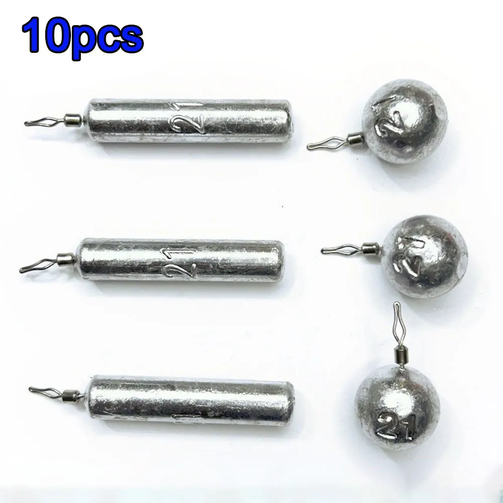 

10pcs Fishing Sinkers 3.5g 5g 7g 10g 14g Drop Shot Weights Pencil Sinker Fishing Lead Weight For Drop shot Rig