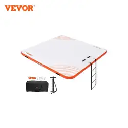 VEVOR Inflatable Floating Dock 10 x 10FT Inflatable Dock Platform Non-Slip Water Floating Dock Mat with Portable Carrying Bag