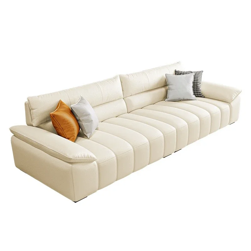 

Italian minimalist leather sofa modern minimalist living room small apartment piano keys straight top leather