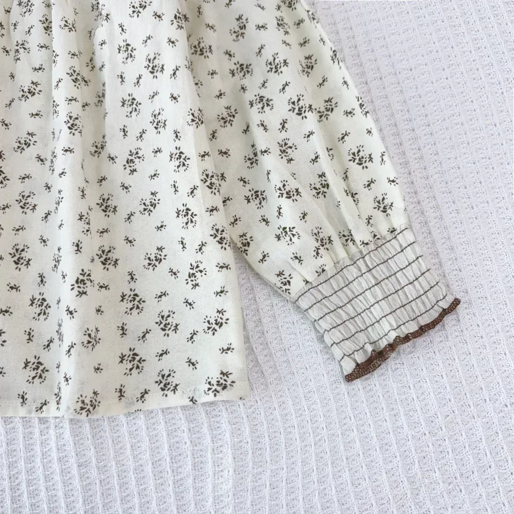 Weißes florales Langarmhemd für Frühling Herbst neues Baby Tops süße und süße Kinder kleidung für 1-6 Jahre alt – Detail 8