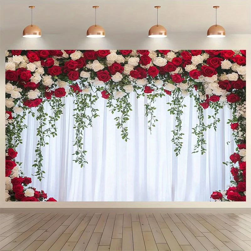 1 elegant red and white rose party background - with lush floral design, perfect for weddings, birthdays and celebrations