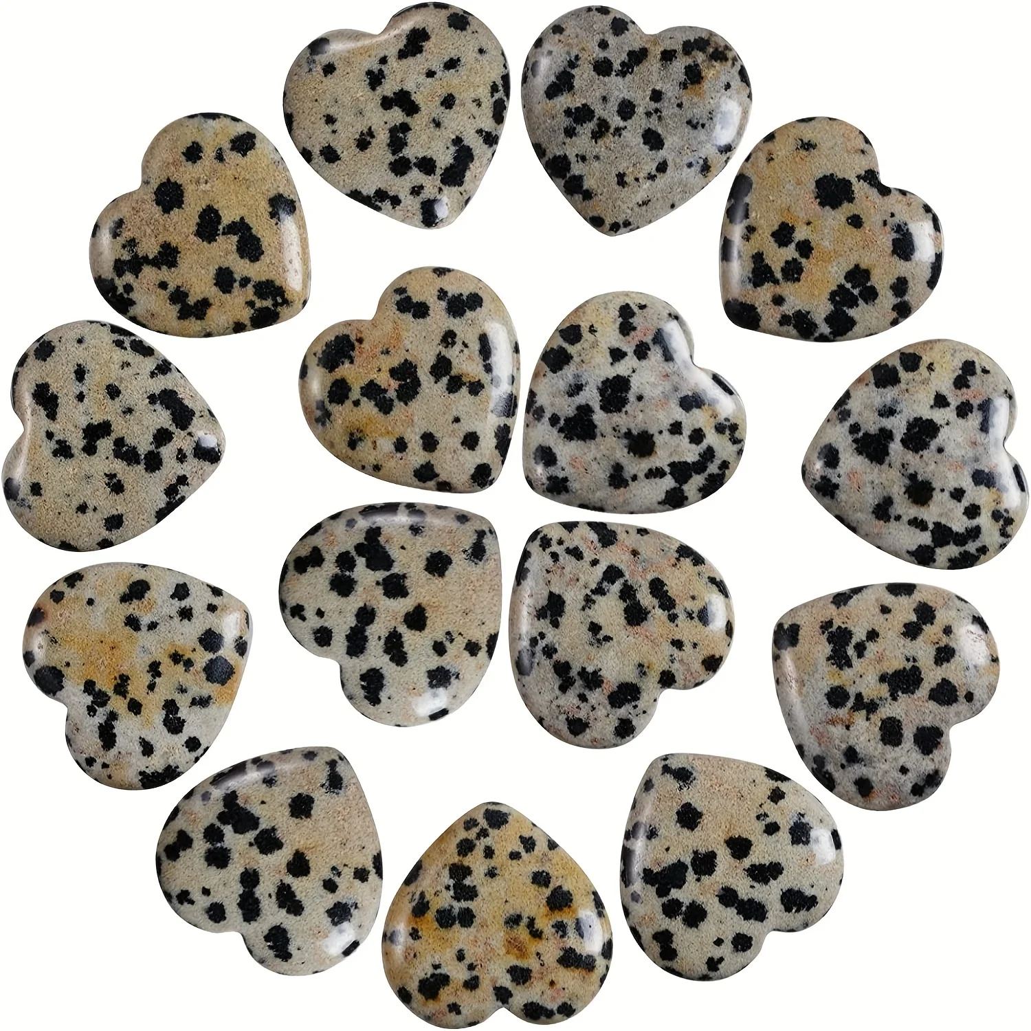 5/10/20pcs 20mm Crystal Natural Dalmatian Jasper Heart Love Carved Palm Worry Stone Lucky Reiki Crystal