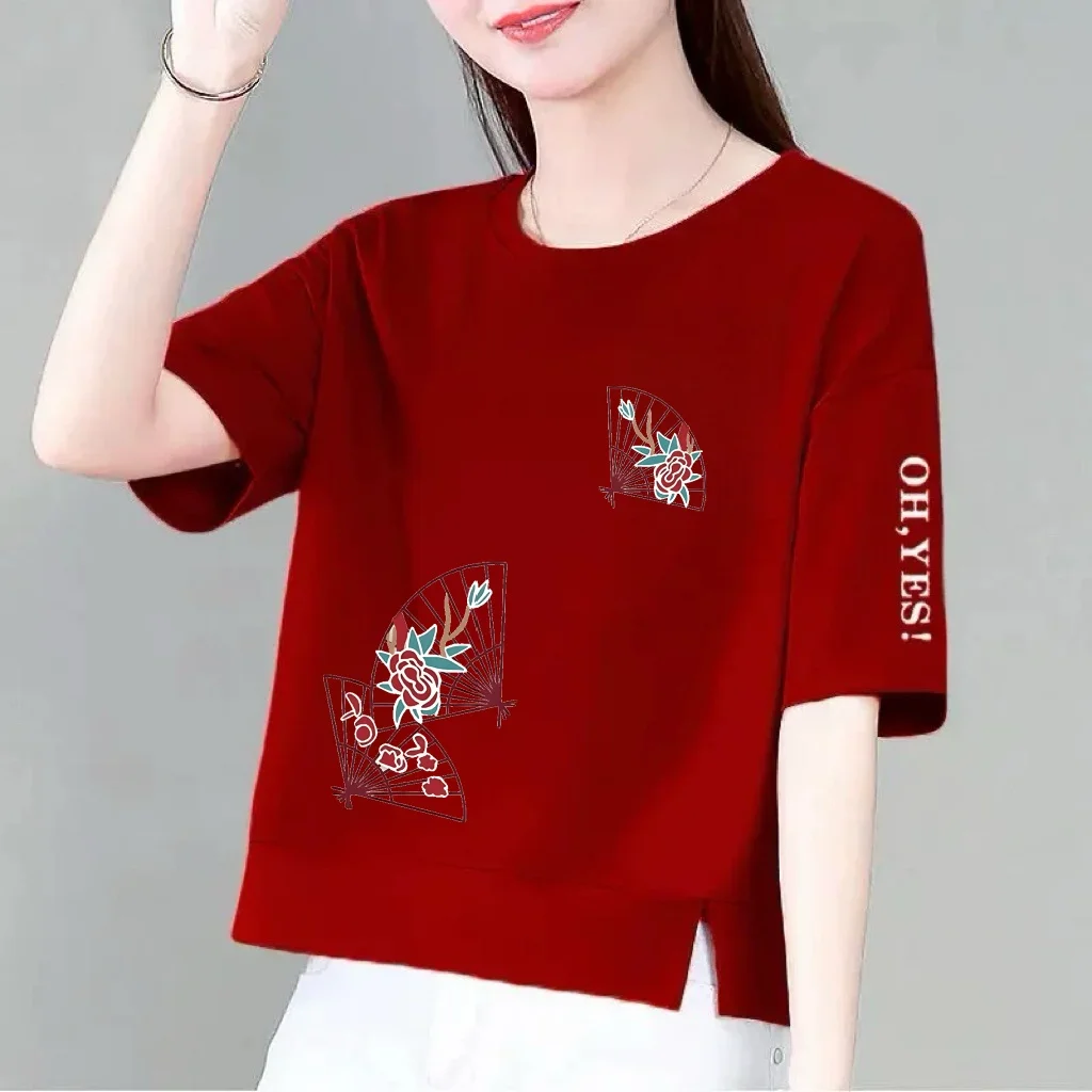 Fashionable Loose Maternity T-Shirt Women's plus Size Slimming Belly Covering Half Sleeve Casual Style Polyester Fiber Summer...