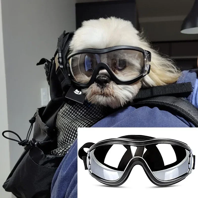 Dog Sunglasses Dog Goggles Adjustable Strap for Travel Skiing and Anti-Fog Dog Snow Goggles Pet Goggles for Medium to Large Dog