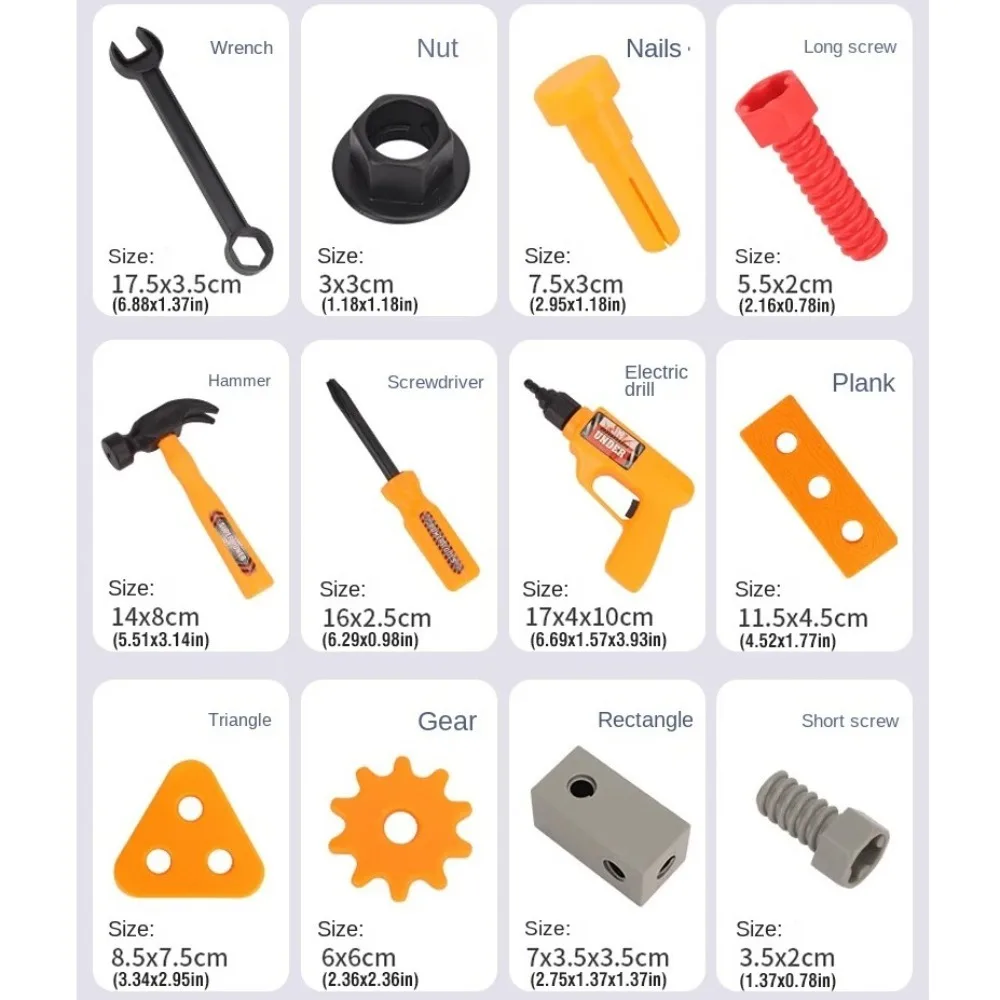 40/56/58 peças brinquedos infantis conjunto de ferramentas de reparo com chaves de fenda furadeira elétrica kit de ferramentas de simulação presente construção de plástico