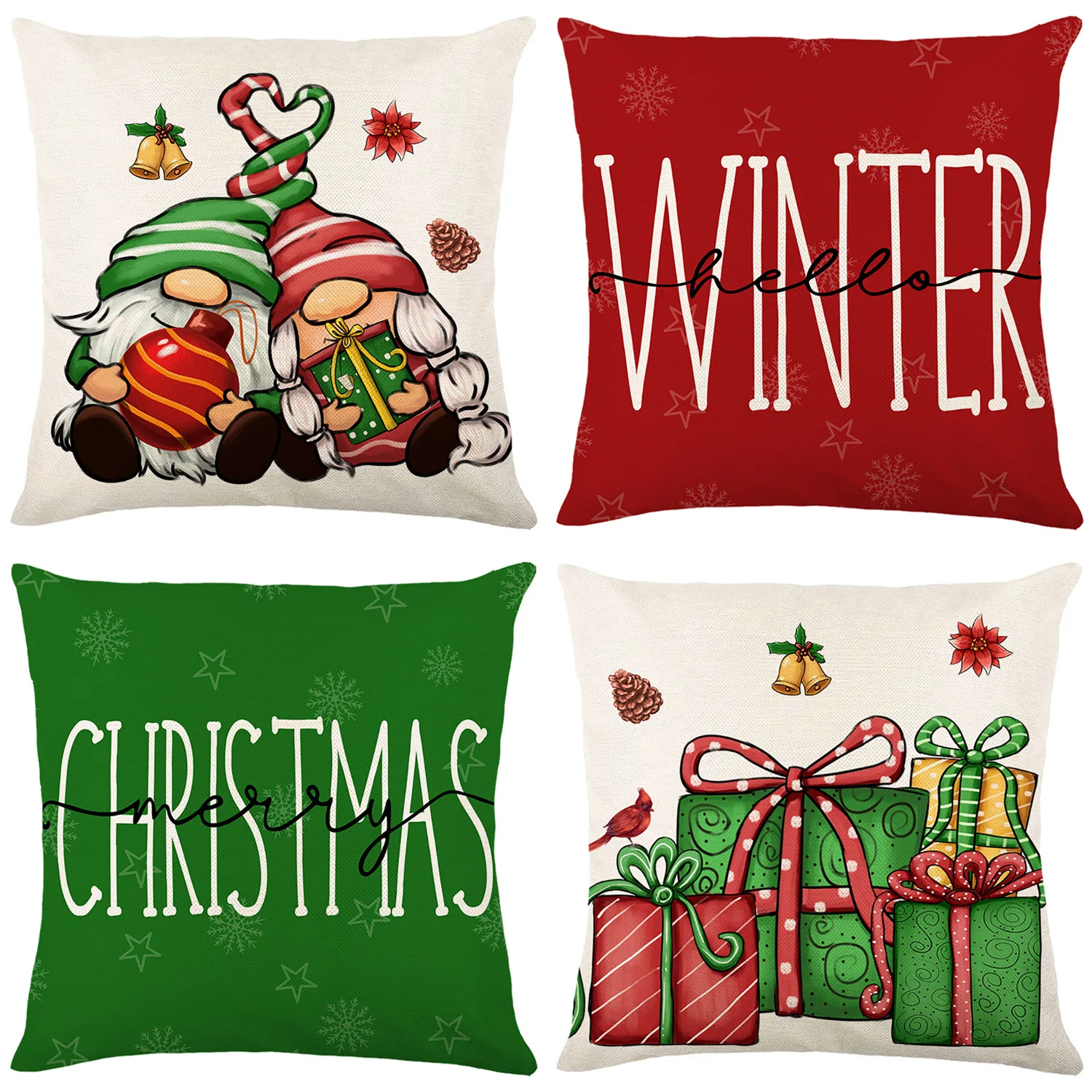 Christmas Cushion Cover Merry Christmas Printed Decorative Pillows Sofa Home Decoration Pillowcase