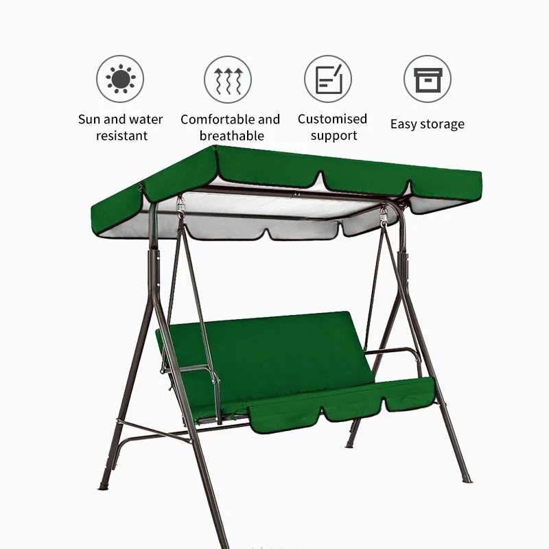 Asiento de columpio de 3 asientos y cubierta de techo, hamaca de jardín, tienda impermeable con protección UV, cubierta de columpio de patio (no