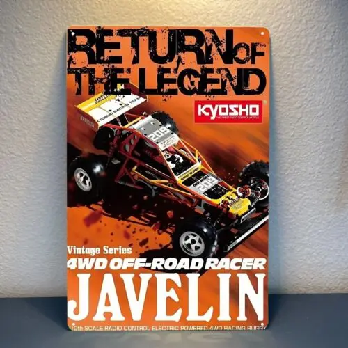 Metal Poster Vintage Rc Car Wall Decoration Tin Sign Plaque Kyosho Javelin Buggy