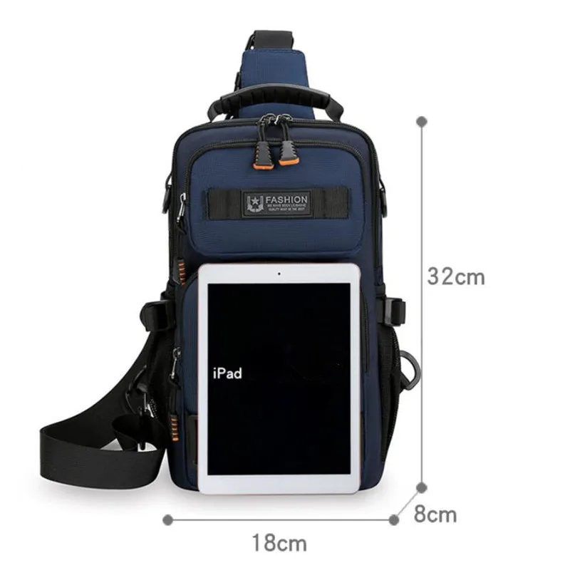 حقيبة صدر بحمالة على الموضة للرجال، حقائب كروس متينة متعددة الجيوب من قماش أكسفورد للرجال كاجوال/خارج/سفر، حزام قابل للتعديل