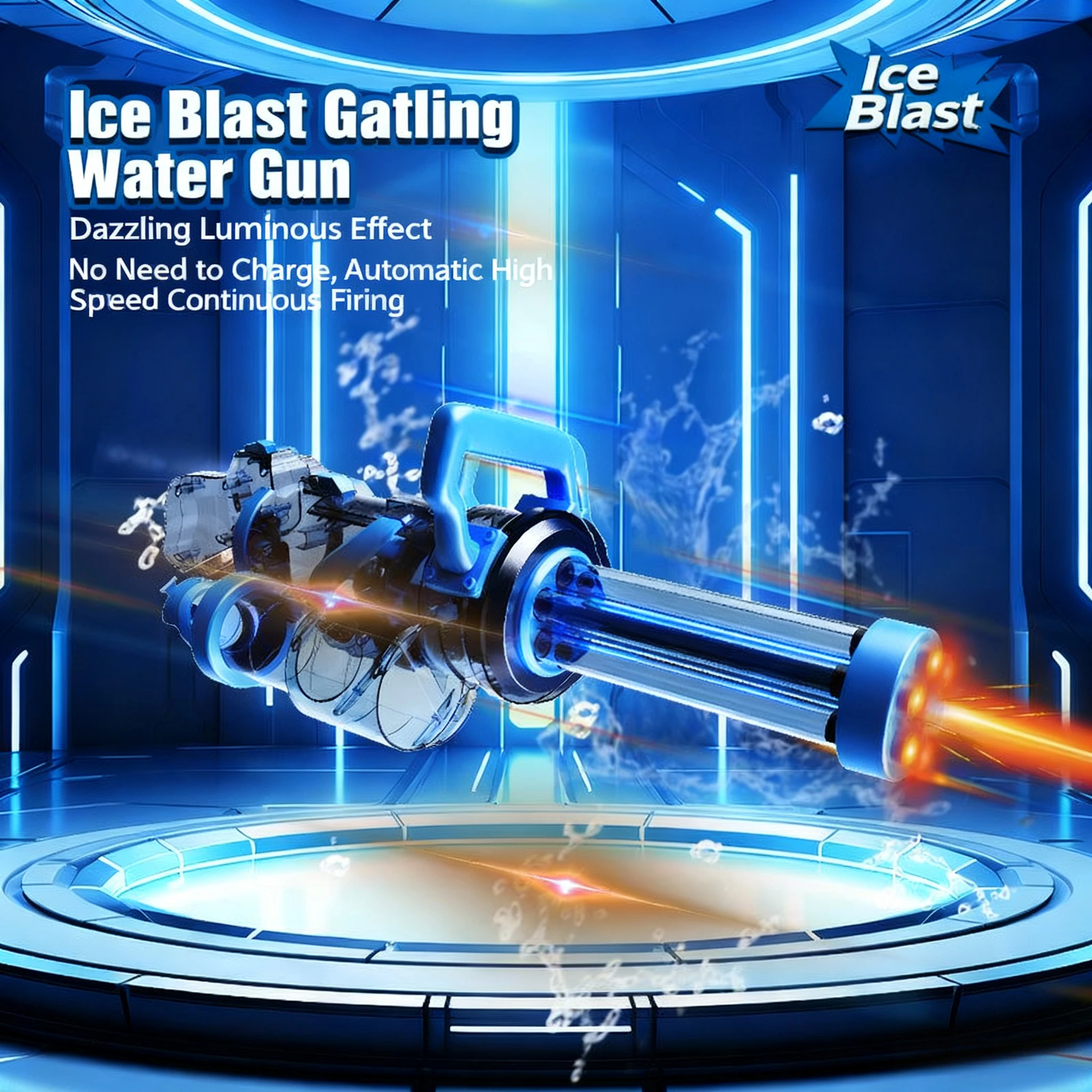 

Large Capacity Strongest Gatling Electric Water Gun Toy with Led Continuous Fire Water Pistol Summer Pool Toys for Boys Adult