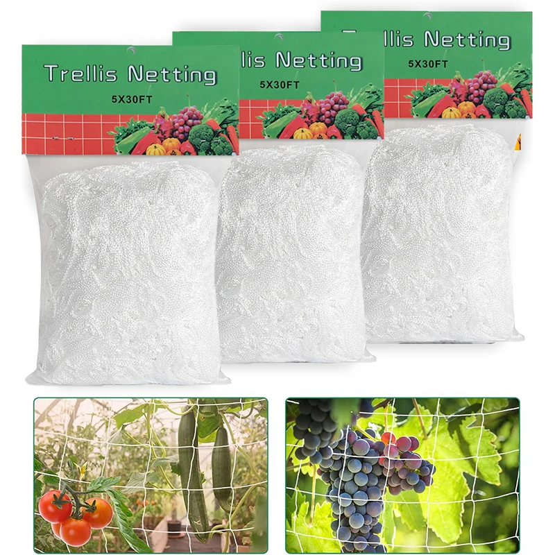 Red enrejada para plantas de jardín, malla cuadrada para plantas trepadoras al aire libre, frutas, verduras, vides, tiendas de cultivo