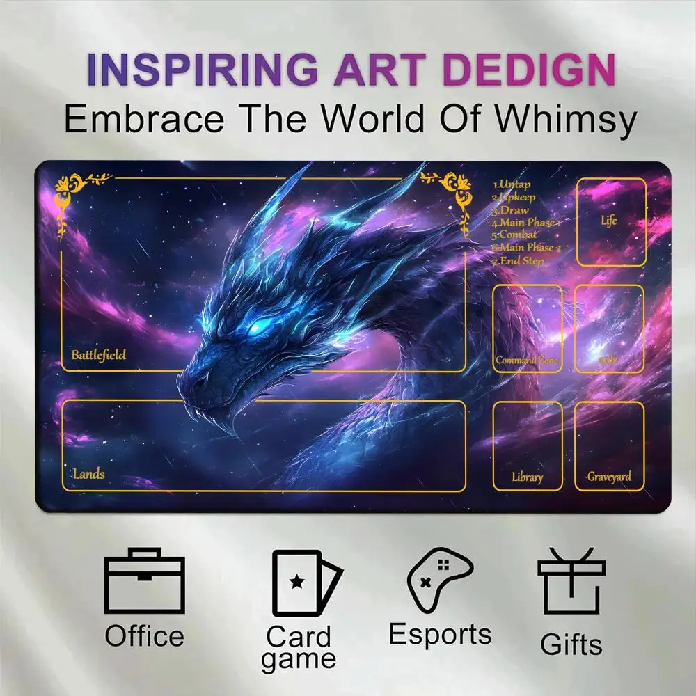 

Dragon MousePad With zones Magic Playmat Card Battles Commander Game pad Duel Desk mat for Rune Battlefield LOL MTG TCG Non-Slip