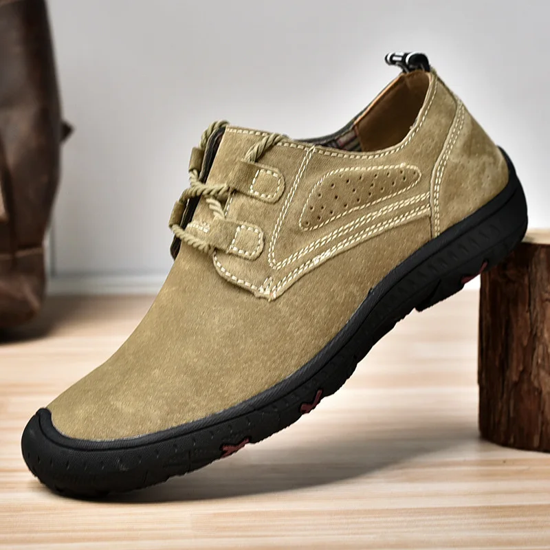 

2026Handmade Leather Casual Men's Shoes New Arrival Design Sneakers Man Breathable Business Footwear Lace-Up Male Walking Shoes