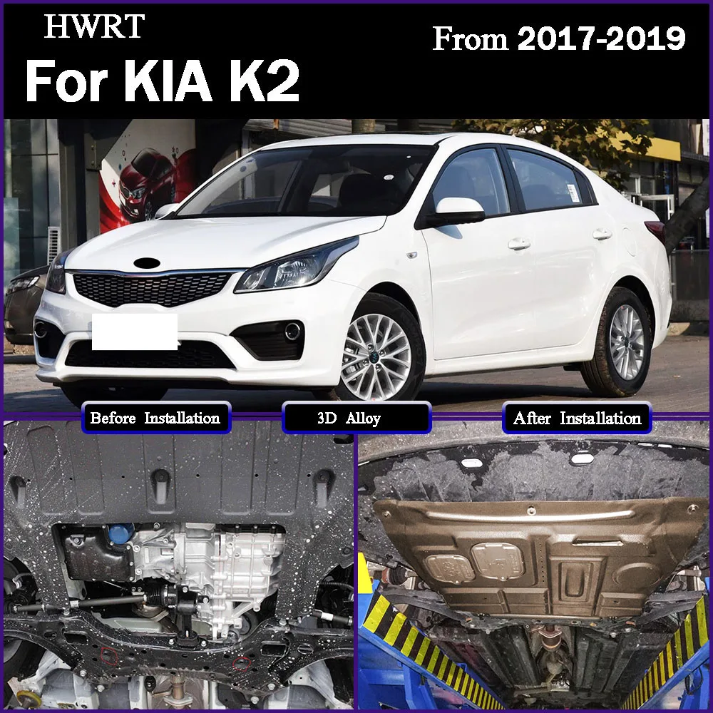 

Under Engine Guard Board Splash Shield Mud Fender Plate Cover Black Car Mudflap Mudapron Flap For KIA K2 2017-2019 1.4L Mudguard