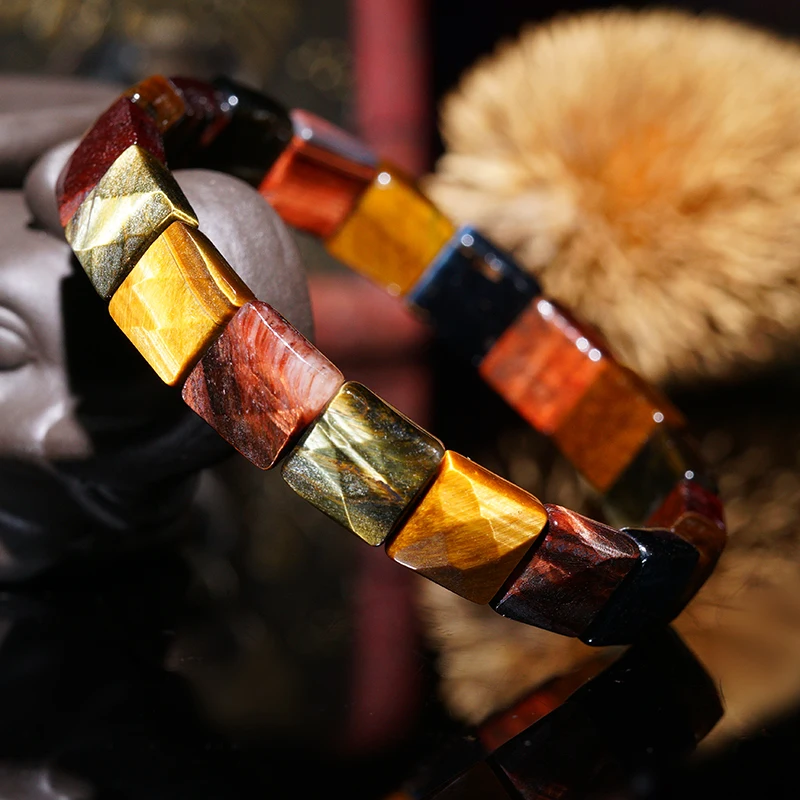 Bunte Tigeraugen Naturstein perlen Glamour Armreifen & Armbänder hand gefertigten Schmuck Energie Armband für Frauen oder Männer