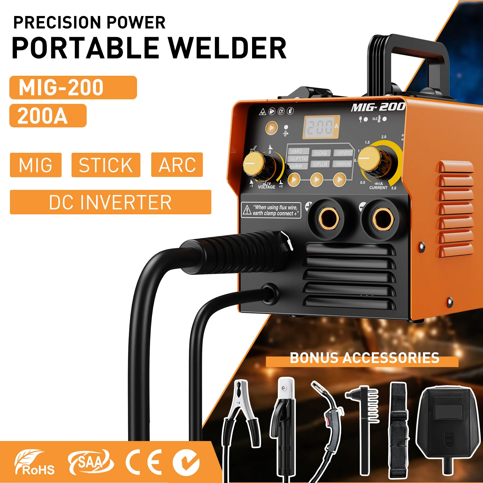 CONENTOOL 20-200A Mini ARC Welder 2 in 1 MIG /MMA 220V Inverter Flux Core Welder IGBT Electric Welding Machine