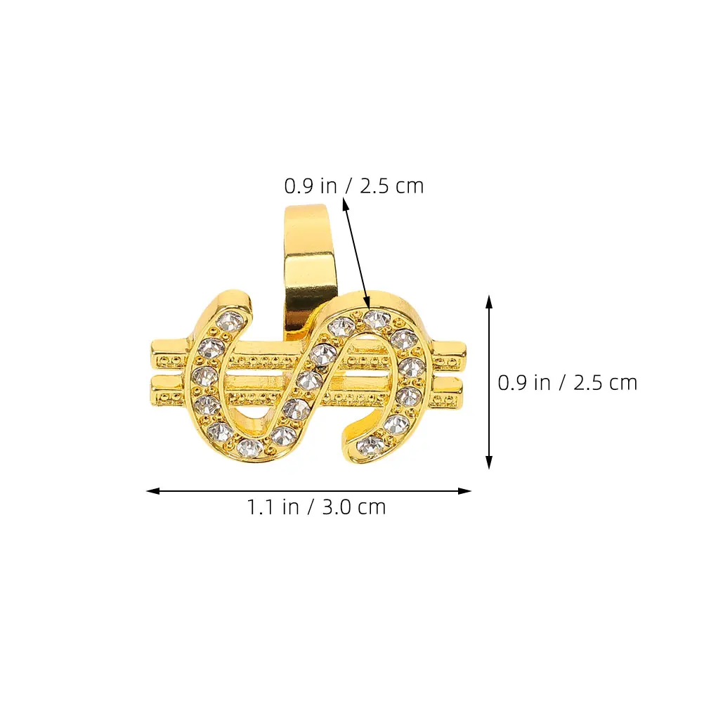 6Pcs Embedded Money Sign Rings Hip Hop Rapper Costume Jewelry Cosplay Party Fancy Dress Statement Statement Ring