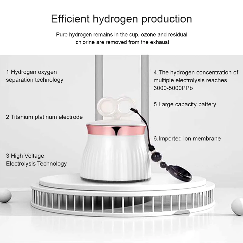 5000ppb 슈퍼 높은 농도 휴대용 수소 물 텀블러 충전식 물 Ionizer H2 수소 병 Generato
