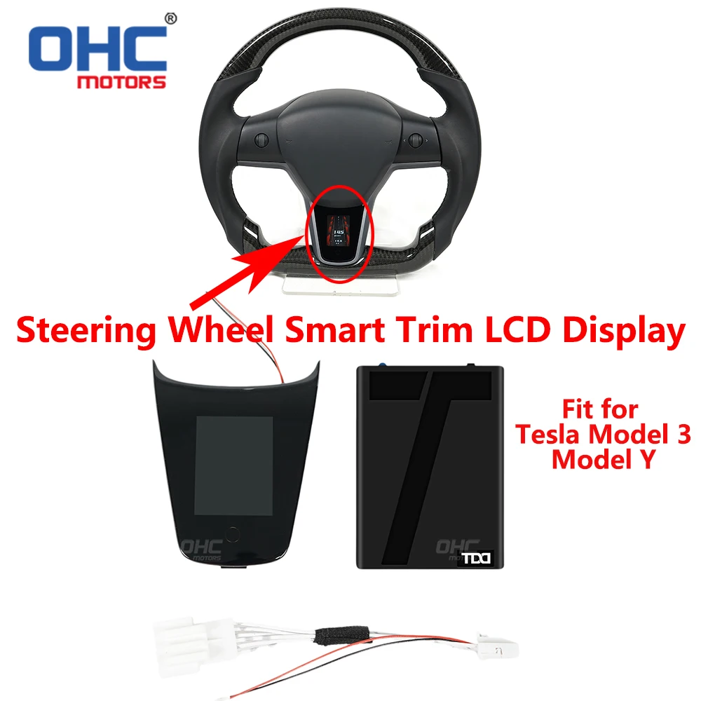 OHC Motors Steering Wheel Multi-function Touch Screen Display for Tesla Model 3 Model Y Smart Trim LCD Display APP Easy Control