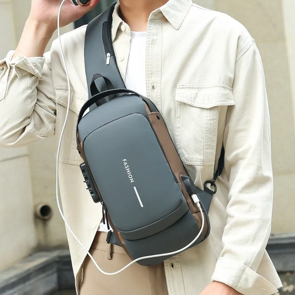 

Oxford Fabric Coded Lock Fanny Pack Large Capacity Water Proof Sport Chest Bag Anti Theft Multi-pocket Motorcycle Riding Bag