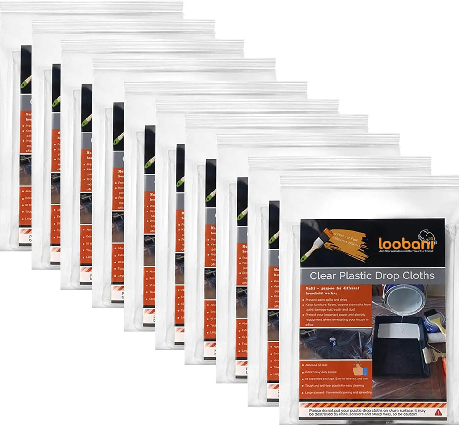 

Набор из 10 водонепроницаемых одноразовых защитных пленок, пластиковые тарпы 9x12 футов для защиты при покраске и для защиты мебели