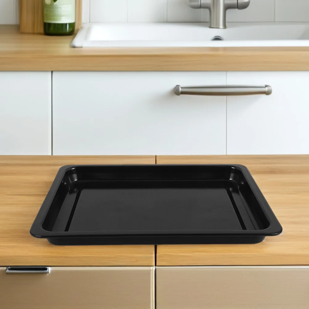 

2pcs Commercial Enamel Baking Tray Black Heavy Duty Rectangle Oven Tray Easy Clean Baking Sheet For Bakery Restaurant Kitchen